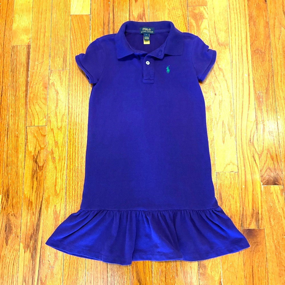 Polo Ralph Lauren Girls Sz 6 Ruffle Skirt Purple Polo Dress Green Pony